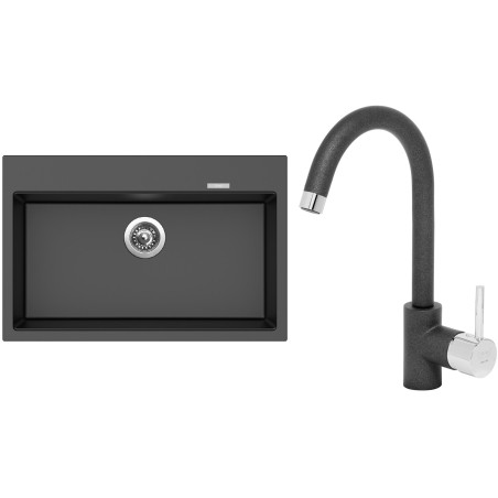 Set Sinks (dřez Maximo 780 Metalblack 74 + baterie Mix 35 Metalblack 74)