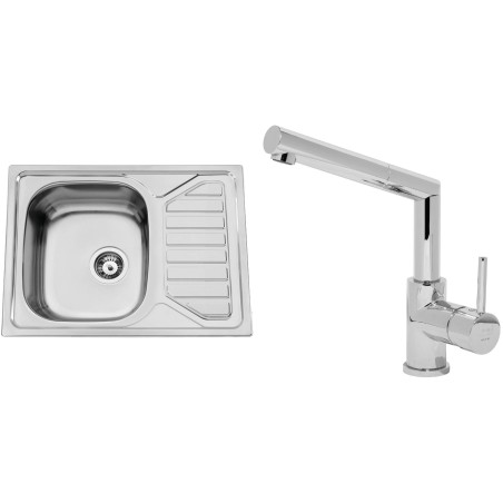 Set Sinks (dřez Okio 650 V 0,6 mm matný + baterie Mix 350 P Chrom - lesklý)