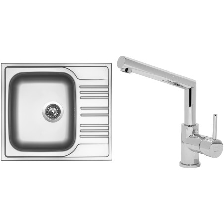 Set Sinks (dřez Star 580 V 0,6 mm, matný + baterie Mix 350 P Chrom - lesklý)