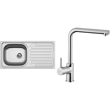 Set Sinks N68 (dřez Classic 860 V 0,5 mm, matný + baterie Elka Chrom - lesklý)