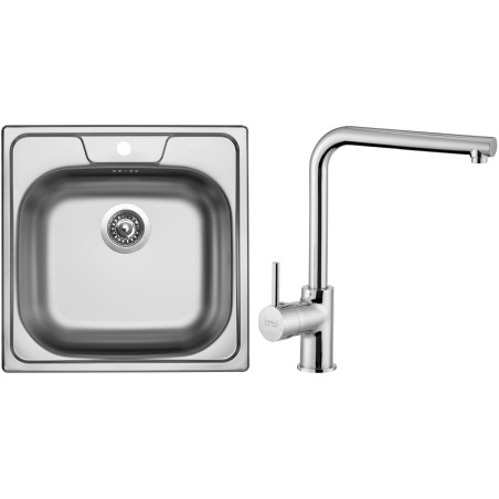 Set Sinks N8 (dřez Classic 480 V 0,5 mm, matný + baterie Elka Chrom - lesklý)