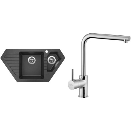 Set Sinks (dřez Bravo 850.1 Granblack 30 + baterie Elka Chrom - lesklý)