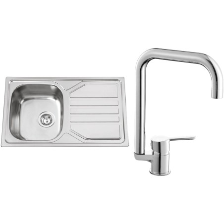 Set Sinks N62 (dřez Okio 800 V 0,7 mm matný + baterie Cornia Chrom - lesklý)