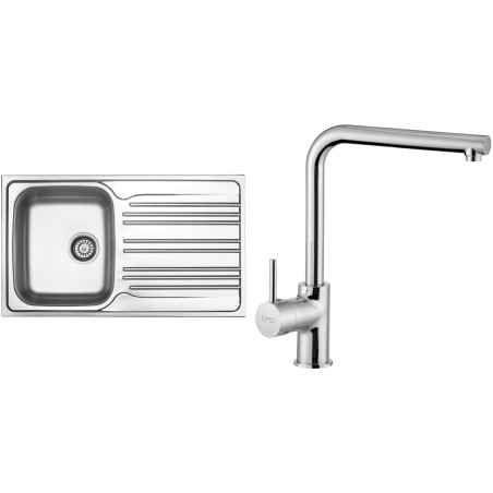 Set Sinks N72 (dřez Star 860 V 0,6mm, matný + baterie Elka Chrom - lesklý)