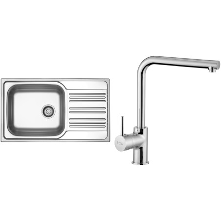 Set Sinks N80 (dřez Star 860 XXL V 0,7mm, matný + baterie Elka Chrom - lesklý)