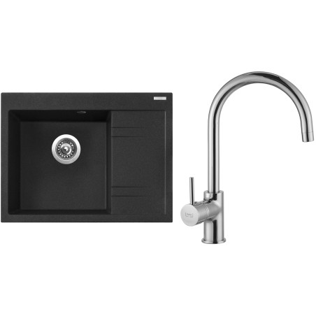 Set Sinks G2230 (dřez Rim 650 L Granblack 30 levý + baterie Vitalia Chrom - lesklý)