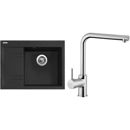 Set Sinks G3430 (dřez Rim 650 P Granblack 30 pravý + baterie Elka Chrom - lesklý)