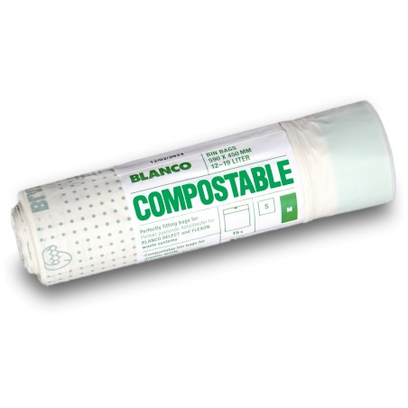 Zatahovací odpadkové pytle Blanco Compostable M, kompostovatelné, pro nádoby 12-19 l, 15 ks